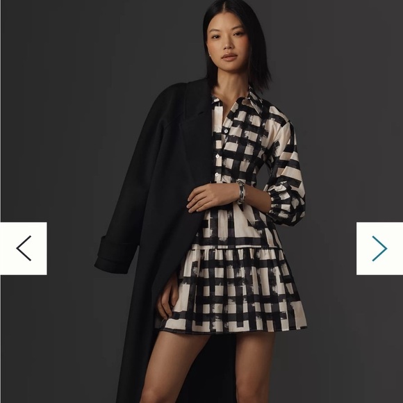 Anthropologie The Bettina Tiered Mini Shirt Dress by Maeve XXS Color: CARBON NWT - Picture 4 of 7